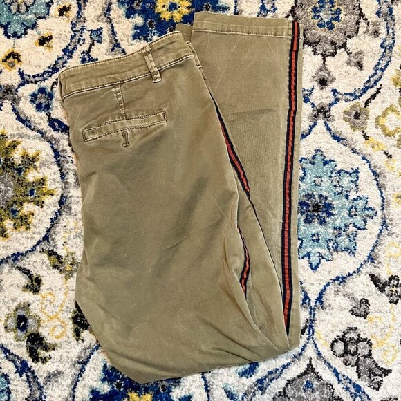 Chino by Anthropologie Robin Stripe Ankle Pants Olive Green Size 29 - Picture 6 of 6
